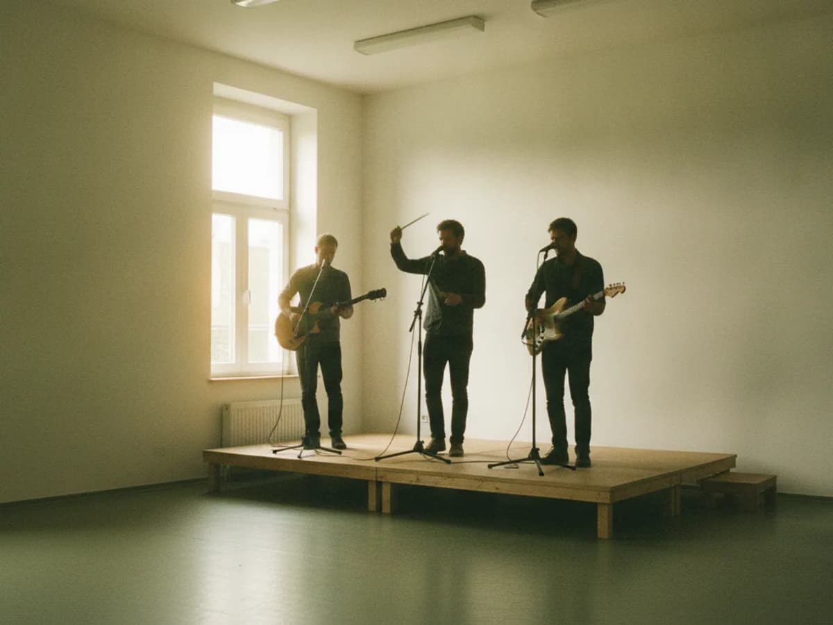 Silhouette einer kleinen Band bei einem Konzert
